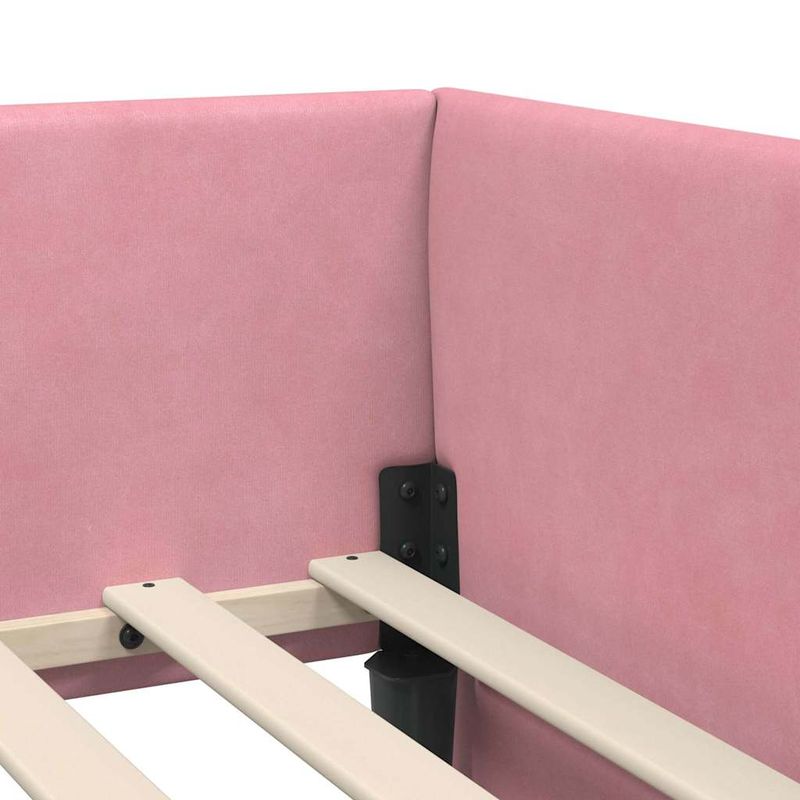 Casa si Gradina - Mobilier - Paturi si accesorii - Paturi - Cadru de pat coltar Roz 90 x 190 cm Catifea si lemn ingineresc - Infinity.ro