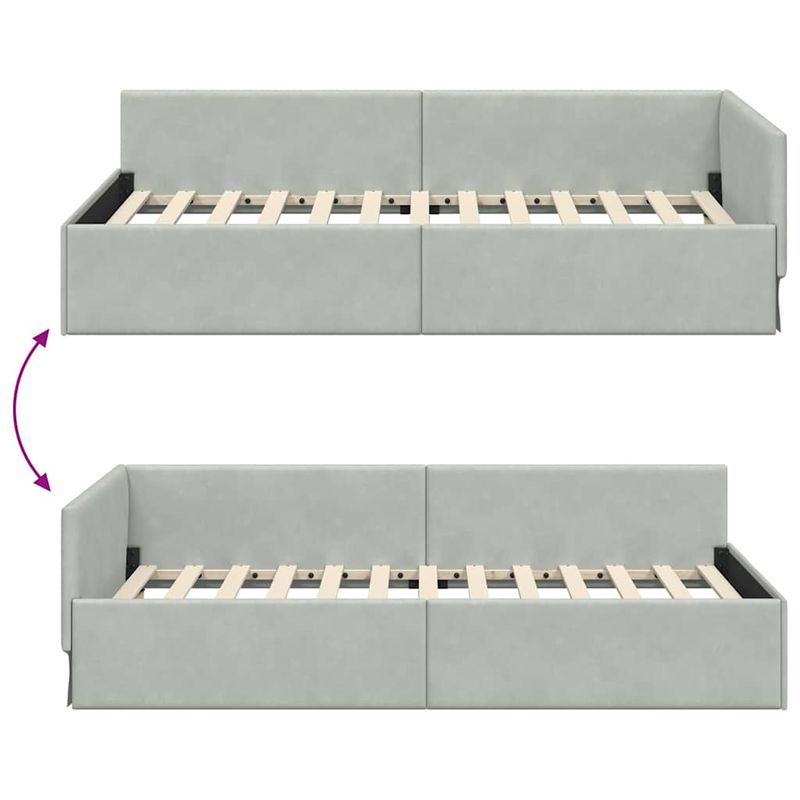Casa si Gradina - Mobilier - Paturi si accesorii - Paturi - Cadru de pat coltar Altele cu headboard Gri deschis 90 x 190 cm - Infinity.ro