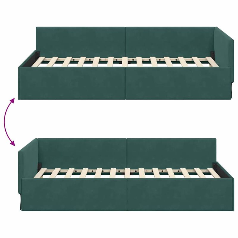 Casa si Gradina - Mobilier - Paturi si accesorii - Paturi - Cadru de pat coltar Altele Manual Verde inchis 90 x 190 cm - Infinity.ro