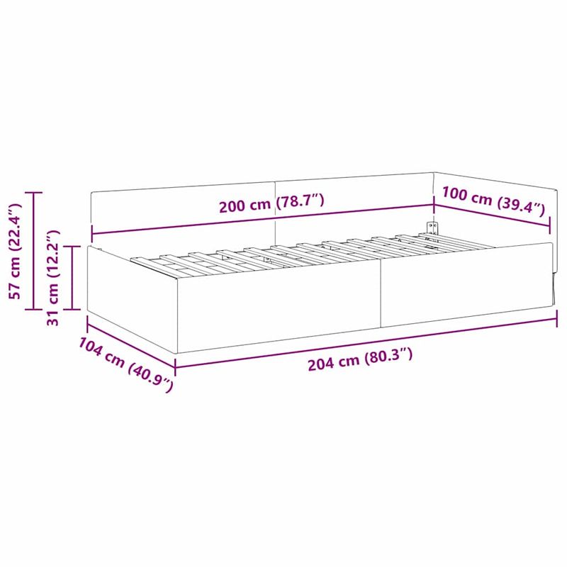 Casa si Gradina - Mobilier - Paturi si accesorii - Paturi - Cadru de pat coltar Altele cu headboard Gri inchis 100 x 200 cm - Infinity.ro