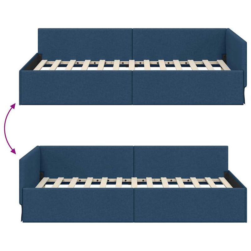 Casa si Gradina - Mobilier - Paturi si accesorii - Paturi - Cadru de pat coltar cu headboard Manual albastru 90 x 200 cm - Infinity.ro