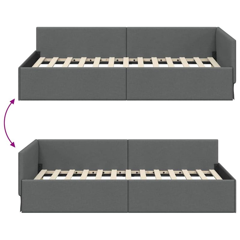 Casa si Gradina - Mobilier - Paturi si accesorii - Paturi - Cadru de pat coltar cu headboard Manual Gri inchis 80 x 200 cm - Infinity.ro