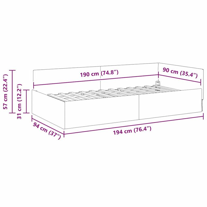 Casa si Gradina - Mobilier - Paturi si accesorii - Paturi - Cadru de pat coltar Altele cu headboard Gri deschis 90 x 190 cm - Infinity.ro