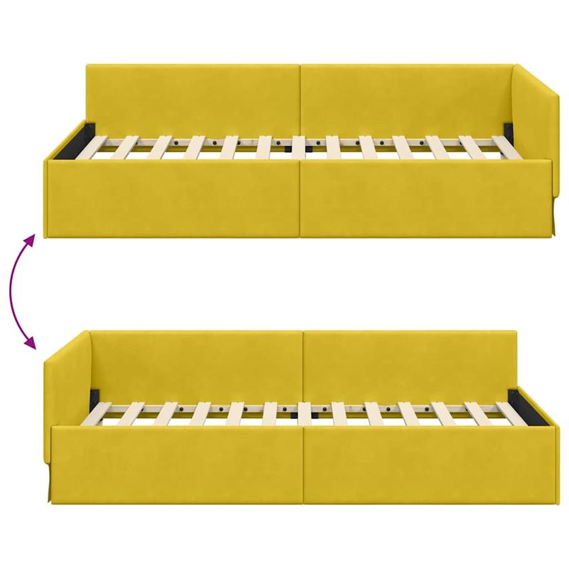 Casa si Gradina - Mobilier - Paturi si accesorii - Paturi - Cadru de pat coltar Altele cu headboard Galben 80 x 200 cm - Infinity.ro