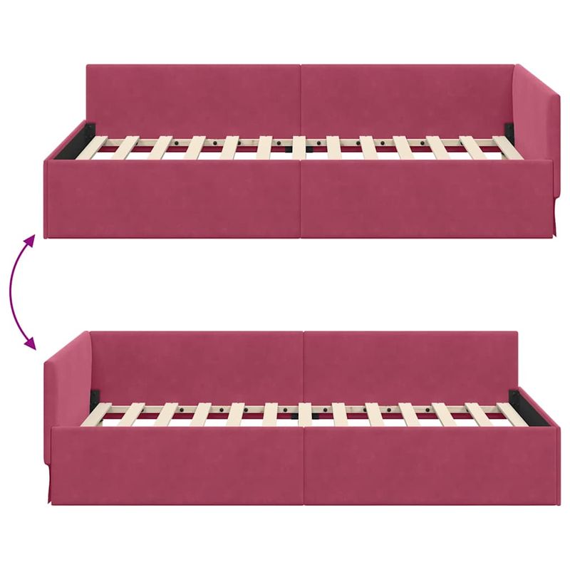 Casa si Gradina - Mobilier - Paturi si accesorii - Paturi - Cadru de pat coltar Altele cu headboard bordo 80 x 200 cm - Infinity.ro
