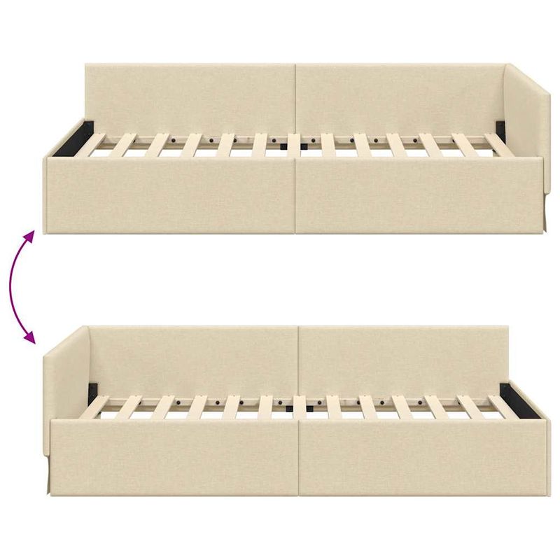 Casa si Gradina - Mobilier - Paturi si accesorii - Paturi - Cadru de pat coltar cu headboard Manual Crem 100 x 200 cm - Infinity.ro