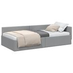 Casa si Gradina - Mobilier - Paturi si accesorii - Paturi - Cadru de pat coltar cu headboard Manual Gri deschis 90 x 190 cm - Infinity.ro