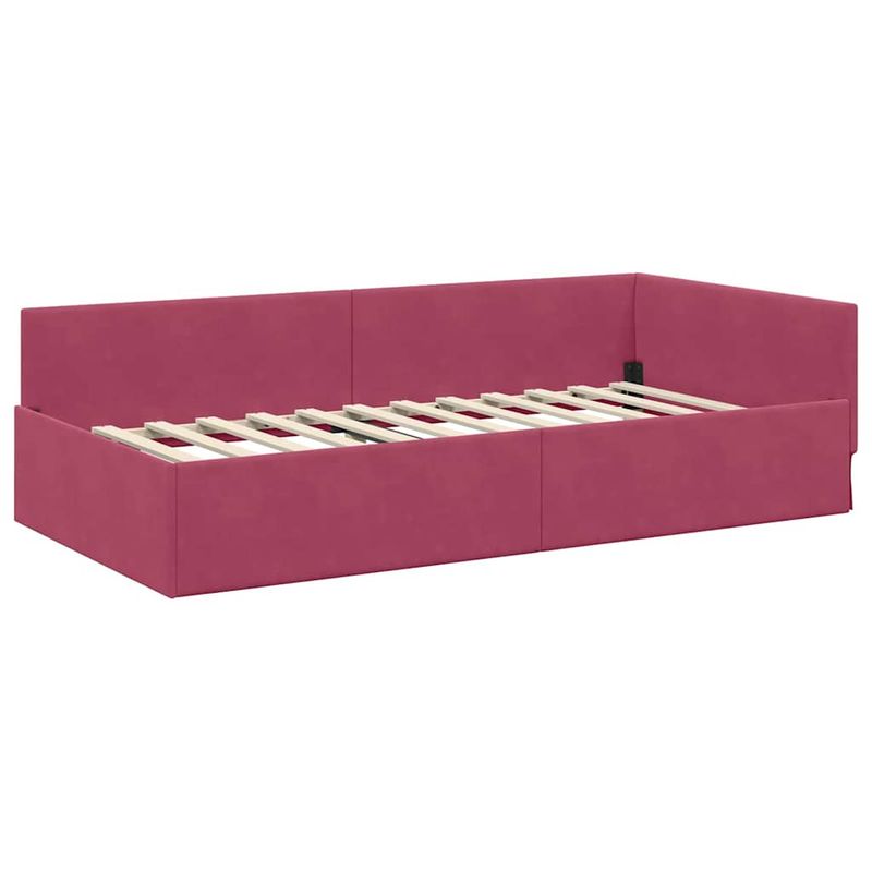 Casa si Gradina - Mobilier - Paturi si accesorii - Paturi - Cadru de pat coltar Altele cu headboard bordo 90 x 200 cm - Infinity.ro