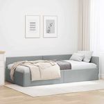 Casa si Gradina - Mobilier - Paturi si accesorii - Paturi - Cadru de pat coltar cu headboard Manual Gri deschis 90 x 190 cm - Infinity.ro