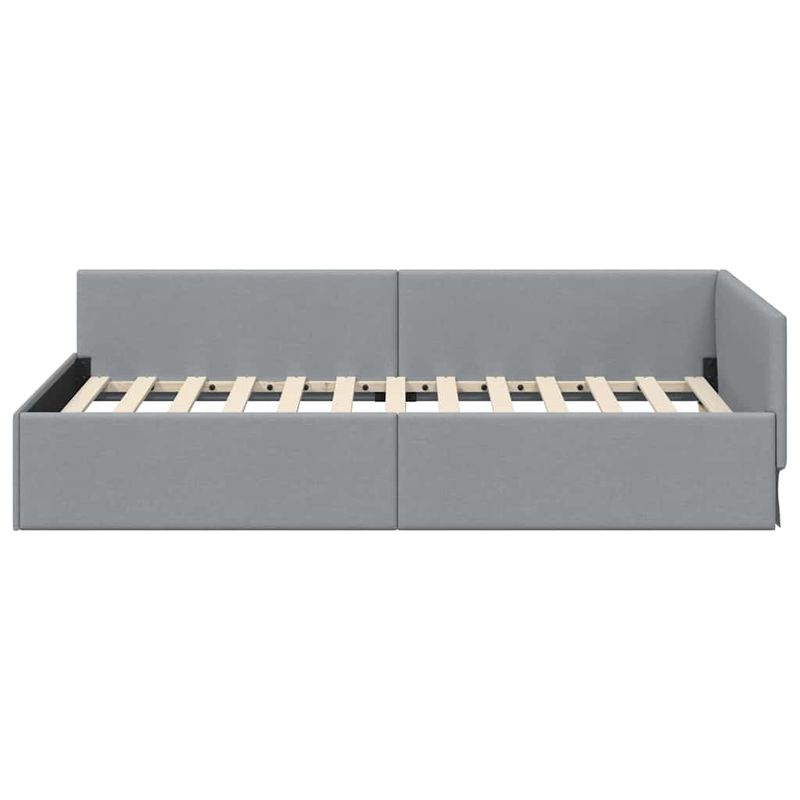 Casa si Gradina - Mobilier - Paturi si accesorii - Paturi - Cadru de pat coltar cu headboard Manual Gri deschis 90 x 190 cm - Infinity.ro