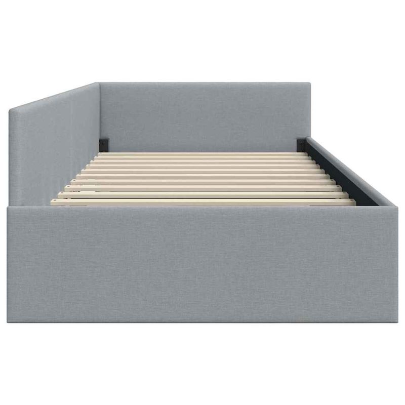 Casa si Gradina - Mobilier - Paturi si accesorii - Paturi - Cadru de pat coltar cu headboard Manual Gri deschis 90 x 190 cm - Infinity.ro