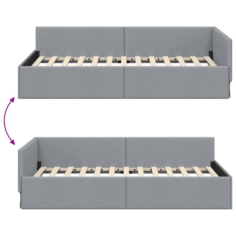 Casa si Gradina - Mobilier - Paturi si accesorii - Paturi - Cadru de pat coltar cu headboard Manual Gri deschis 90 x 190 cm - Infinity.ro