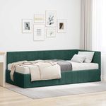 Casa si Gradina - Mobilier - Paturi si accesorii - Paturi - Cadru de pat coltar cu saltea Verde inchis 90 x 190 cm Catifea - Infinity.ro