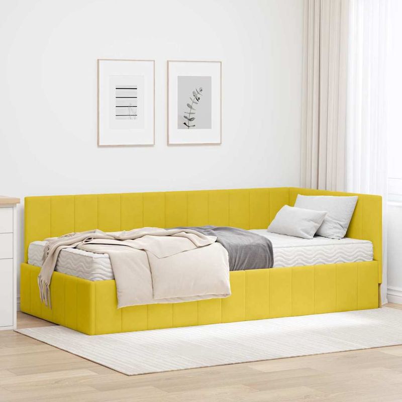 Casa si Gradina - Mobilier - Paturi si accesorii - Paturi - Cadru de pat coltar cu saltea Galben 90 x 200 cm Catifea - Infinity.ro