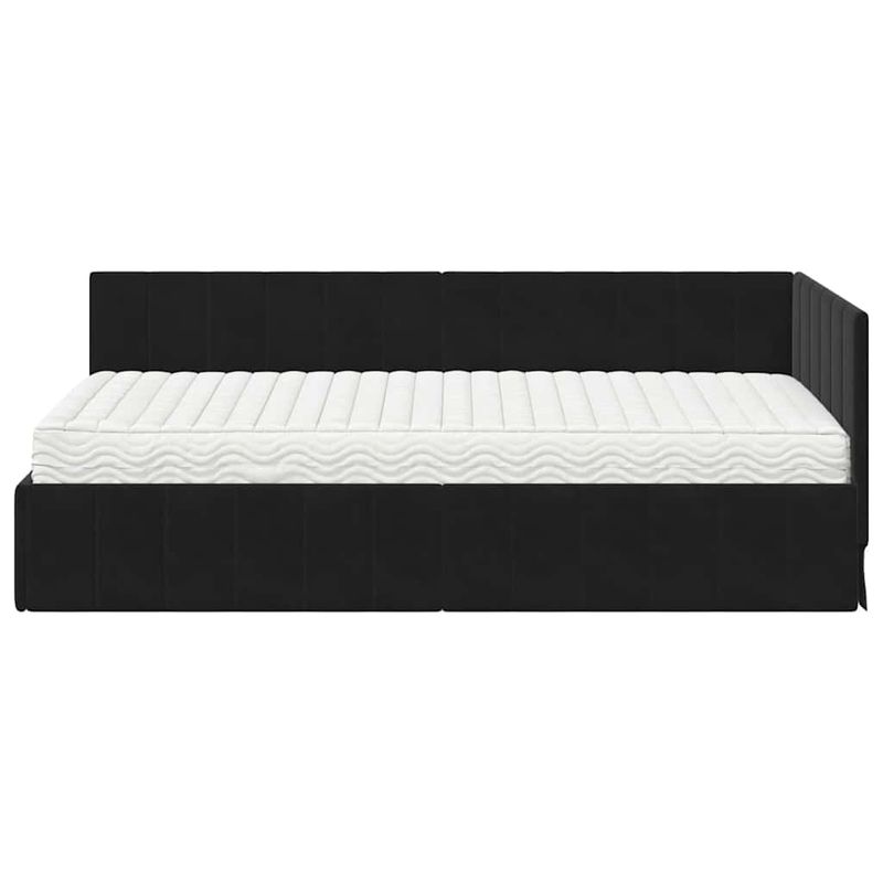 Casa si Gradina - Mobilier - Paturi si accesorii - Paturi - Cadru de pat coltar cu saltea Negru 90 x 190 cm Catifea - Infinity.ro