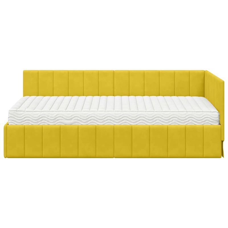 Casa si Gradina - Mobilier - Paturi si accesorii - Paturi - Cadru de pat coltar cu saltea Galben 90 x 200 cm Catifea - Infinity.ro