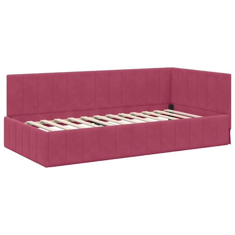 Casa si Gradina - Mobilier - Paturi si accesorii - Paturi - Cadru de pat coltar cu saltea bordo 100 x 200 cm Catifea - Infinity.ro