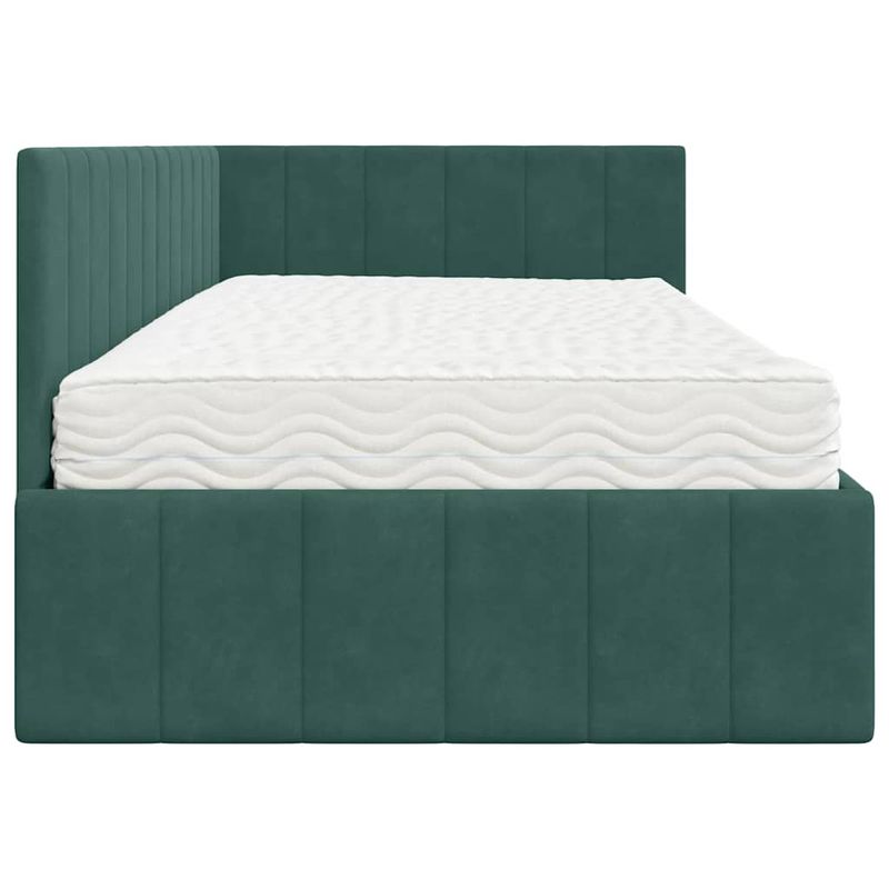 Casa si Gradina - Mobilier - Paturi si accesorii - Paturi - Cadru de pat coltar cu saltea Verde inchis 90 x 190 cm Catifea - Infinity.ro