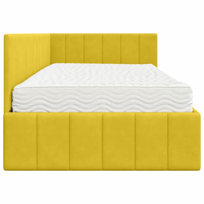 Casa si Gradina - Mobilier - Paturi si accesorii - Paturi - Cadru de pat coltar cu saltea Galben 90 x 200 cm Catifea - Infinity.ro
