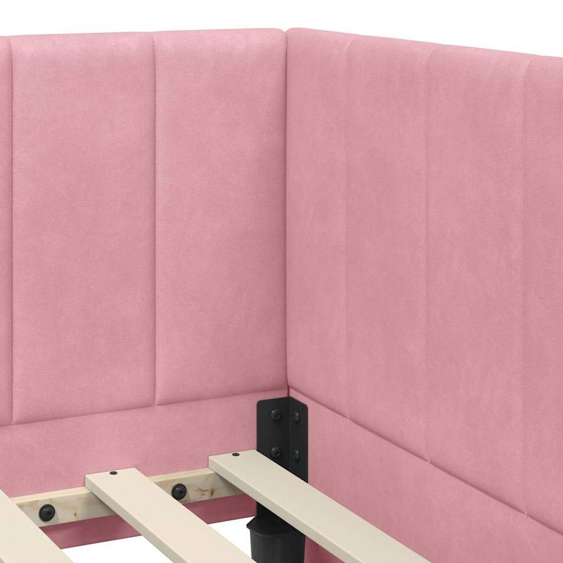 Casa si Gradina - Mobilier - Paturi si accesorii - Paturi - Cadru de pat coltar cu saltea Roz 80 x 200 cm Catifea - Infinity.ro