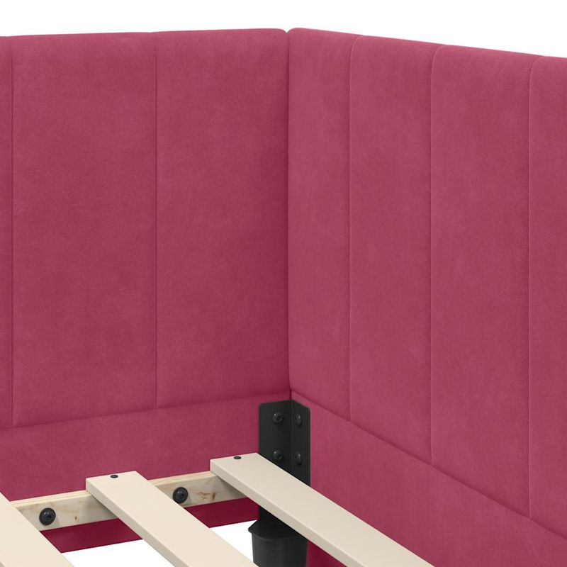 Casa si Gradina - Mobilier - Paturi si accesorii - Paturi - Cadru de pat coltar cu saltea bordo 100 x 200 cm Catifea - Infinity.ro