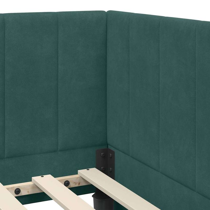 Casa si Gradina - Mobilier - Paturi si accesorii - Paturi - Cadru de pat coltar cu saltea Verde inchis 90 x 190 cm Catifea - Infinity.ro