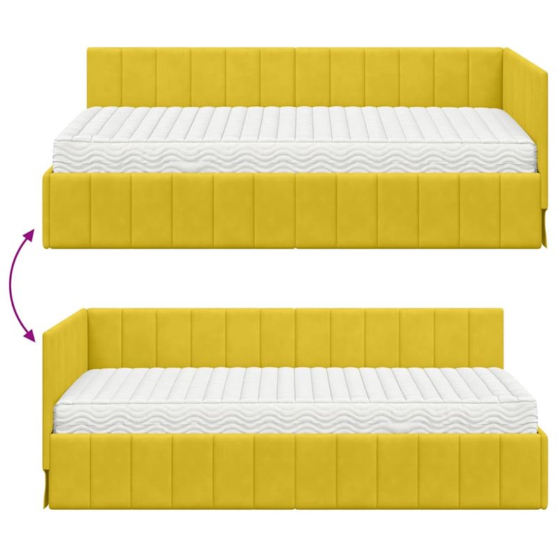 Casa si Gradina - Mobilier - Paturi si accesorii - Paturi - Cadru de pat coltar cu saltea Galben 90 x 200 cm Catifea - Infinity.ro