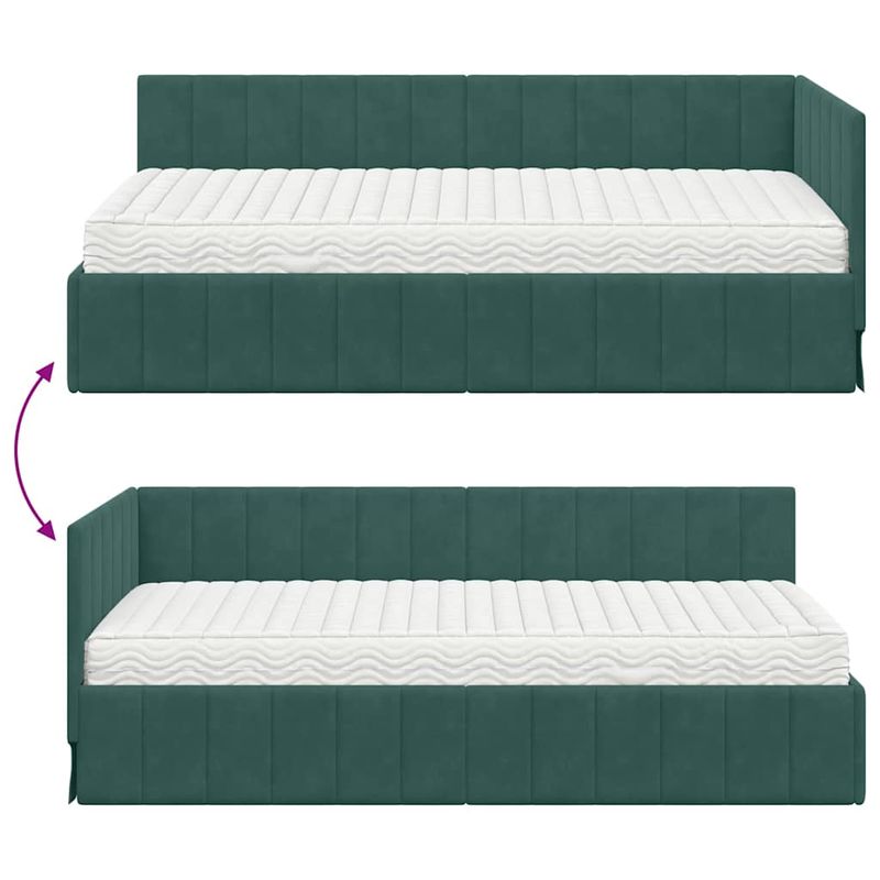 Casa si Gradina - Mobilier - Paturi si accesorii - Paturi - Cadru de pat coltar cu saltea Verde inchis 100 x 200 cm Catifea - Infinity.ro