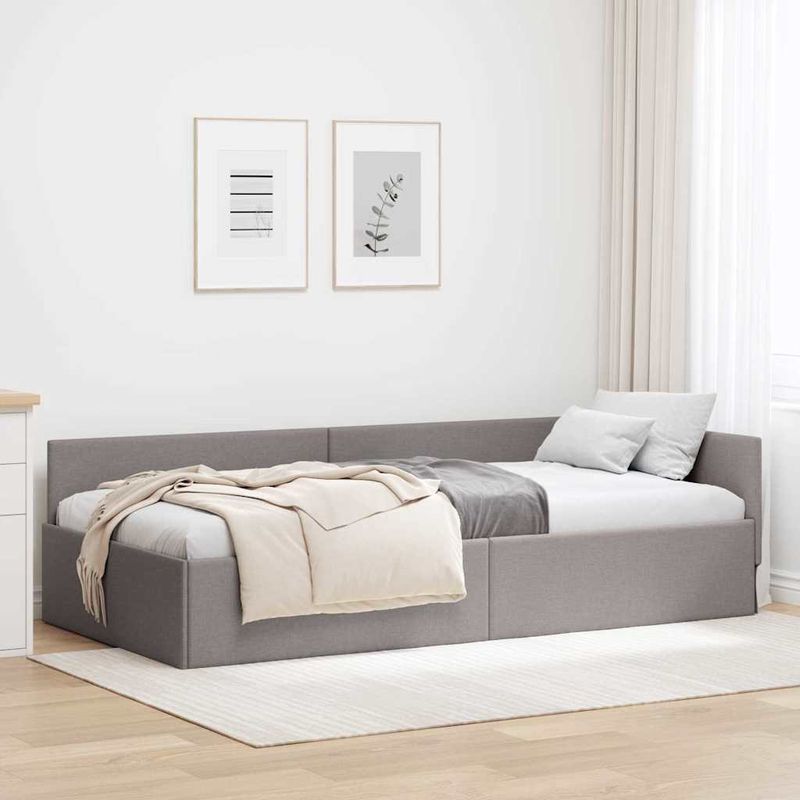 Casa si Gradina - Mobilier - Paturi si accesorii - Paturi - Cadru de pat coltar cu headboard Gri taupe 80 x 200 cm - Infinity.ro