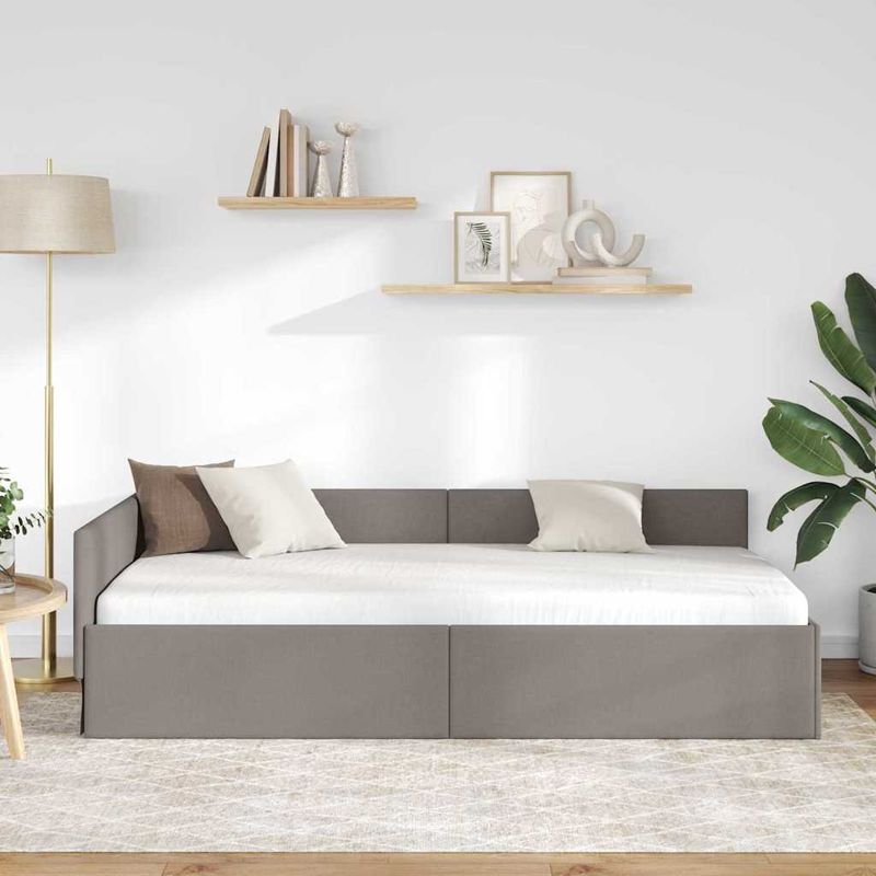 Casa si Gradina - Mobilier - Paturi si accesorii - Paturi - Cadru de pat coltar cu headboard Gri taupe 80 x 200 cm - Infinity.ro