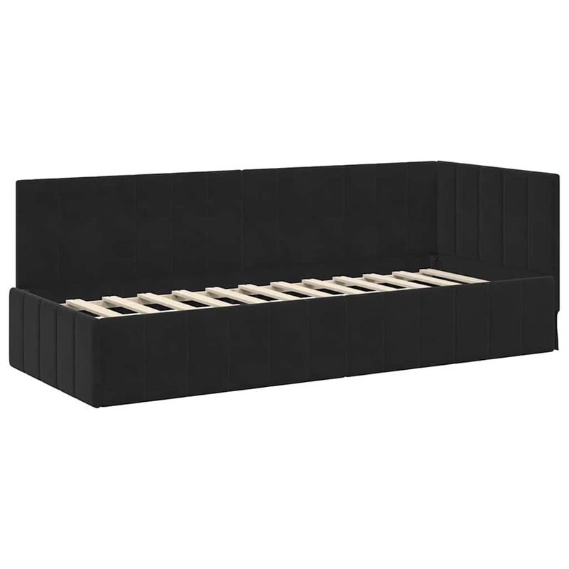 Casa si Gradina - Mobilier - Paturi si accesorii - Paturi - Cadru de pat coltar cu headboard Negru 80 x 200 cm Catifea - Infinity.ro