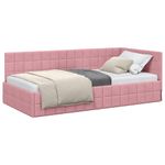 Casa si Gradina - Mobilier - Paturi si accesorii - Paturi - Cadru de pat coltar cu headboard Roz 100 x 200 cm Catifea - Infinity.ro