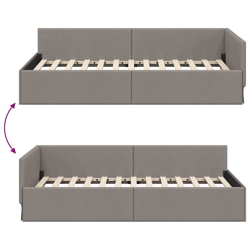 Casa si Gradina - Mobilier - Paturi si accesorii - Paturi - Cadru de pat coltar cu headboard Gri taupe 80 x 200 cm - Infinity.ro