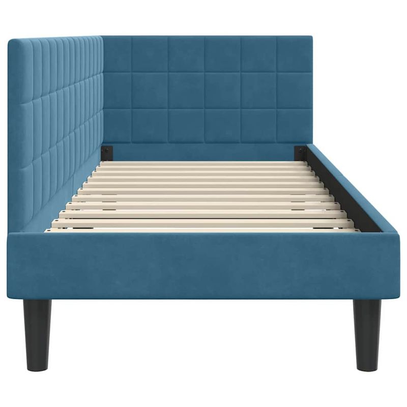 Casa si Gradina - Mobilier - Paturi si accesorii - Paturi - Cadru de pat coltar cu headboard albastru 80 x 200 cm Catifea - Infinity.ro