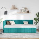 Casa si Gradina - Mobilier - Paturi si accesorii - Paturi - Cadru de pat coltar cu headboard Turcoaz 90 x 190 cm Catifea - Infinity.ro