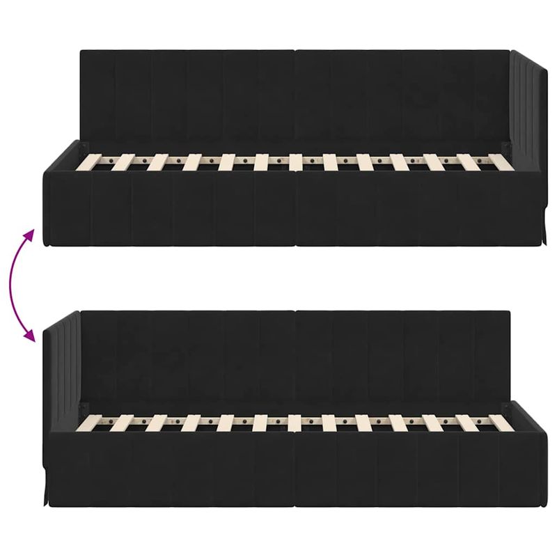 Casa si Gradina - Mobilier - Paturi si accesorii - Paturi - Cadru de pat coltar cu headboard Negru 80 x 200 cm Catifea - Infinity.ro