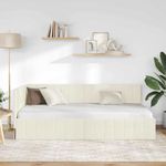 Casa si Gradina - Mobilier - Paturi si accesorii - Paturi - Cadru de pat coltar cu headboard Crem 90 x 190 cm Catifea - Infinity.ro