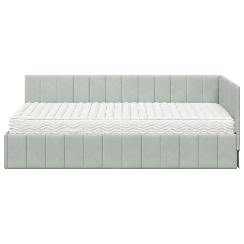 Casa si Gradina - Mobilier - Paturi si accesorii - Paturi - Cadru de pat coltar cu saltea Gri deschis 100 x 200 cm Catifea - Infinity.ro