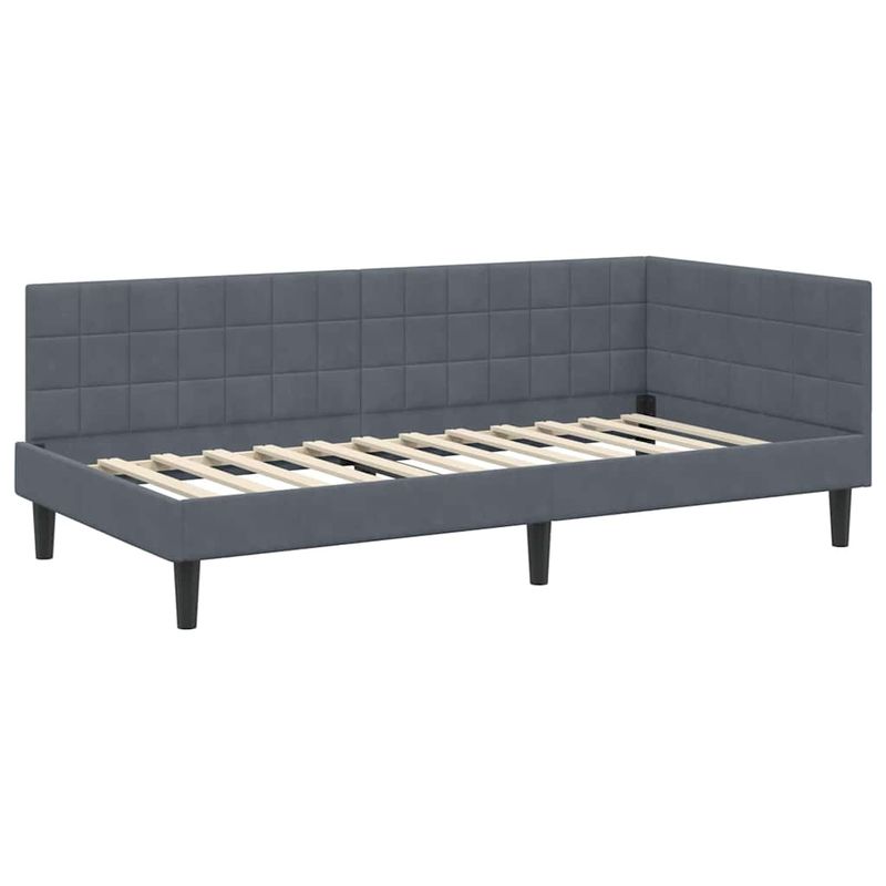 Casa si Gradina - Mobilier - Paturi si accesorii - Paturi - Cadru de pat coltar Gri inchis 100 x 200 cm Catifea - Infinity.ro