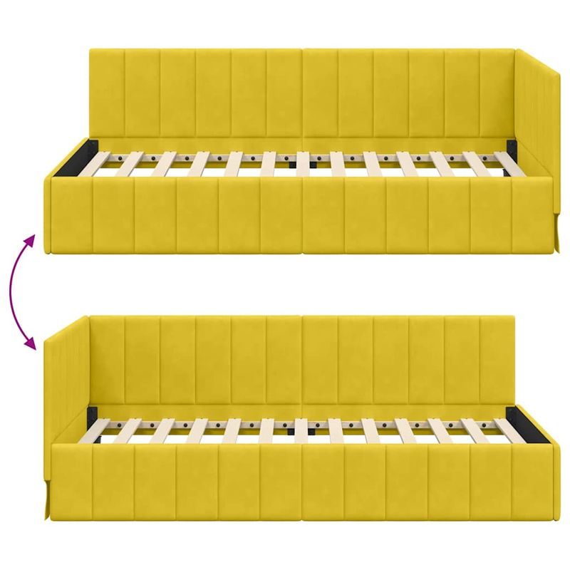 Casa si Gradina - Mobilier - Paturi si accesorii - Paturi - Cadru de pat coltar cu headboard Galben 100 x 200 cm Catifea - Infinity.ro