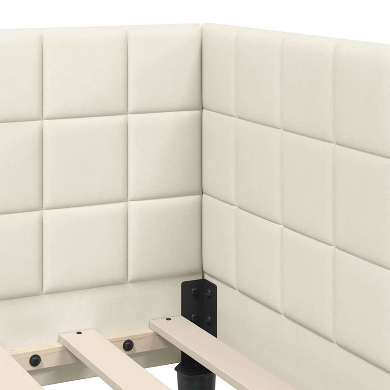 Casa si Gradina - Mobilier - Paturi si accesorii - Paturi - Cadru de pat coltar cu headboard Crem 90 x 190 cm Catifea - Infinity.ro