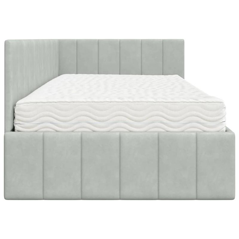 Casa si Gradina - Mobilier - Paturi si accesorii - Paturi - Cadru de pat coltar cu saltea Gri deschis 100 x 200 cm Catifea - Infinity.ro