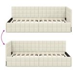 Casa si Gradina - Mobilier - Paturi si accesorii - Paturi - Cadru de pat coltar cu headboard Crem 90 x 190 cm Catifea - Infinity.ro