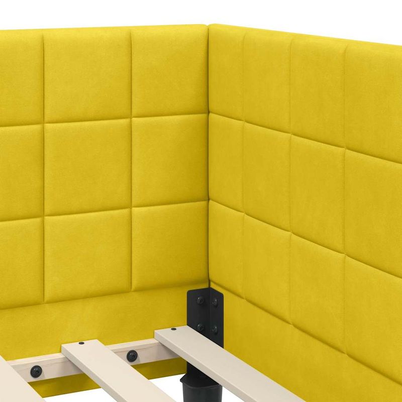 Casa si Gradina - Mobilier - Paturi si accesorii - Paturi - Cadru de pat coltar cu headboard Galben 90 x 190 cm Catifea - Infinity.ro