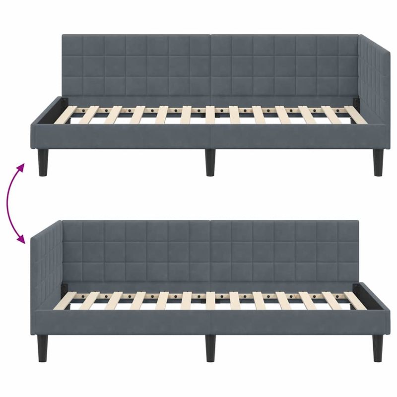 Casa si Gradina - Mobilier - Paturi si accesorii - Paturi - Cadru de pat coltar Gri inchis 100 x 200 cm Catifea - Infinity.ro