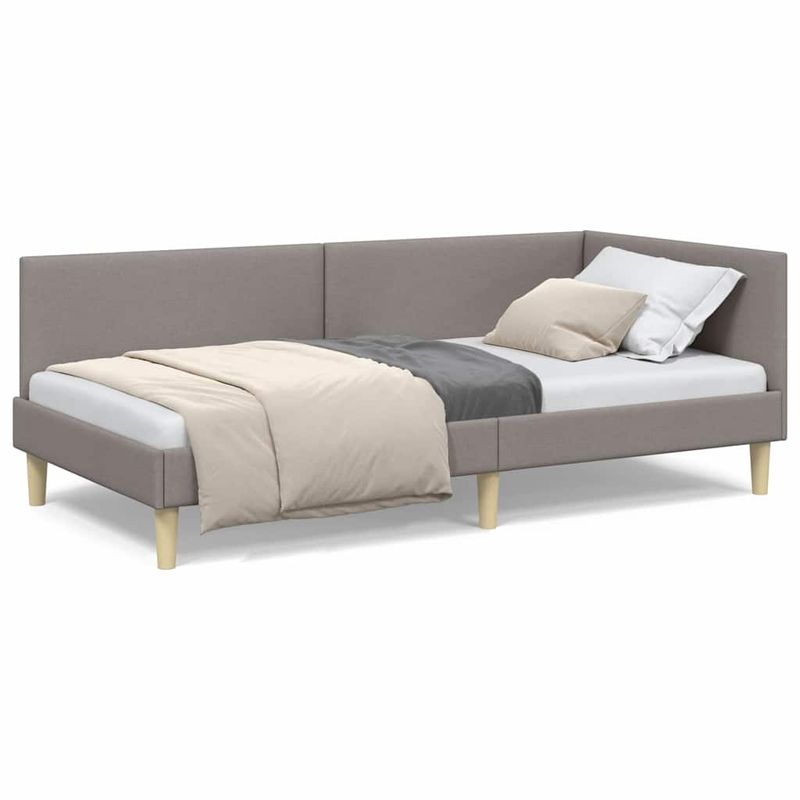 Casa si Gradina - Mobilier - Paturi si accesorii - Paturi - Cadru de pat coltar Altele cu headboard Gri taupe 100 x 200 cm - Infinity.ro