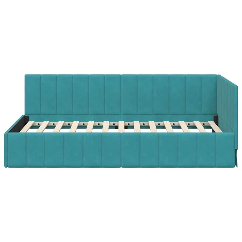 Casa si Gradina - Mobilier - Paturi si accesorii - Paturi - Cadru de pat coltar cu headboard Turcoaz 100 x 200 cm Catifea - Infinity.ro