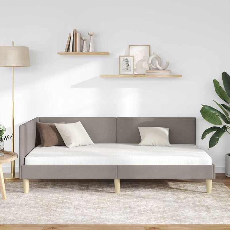Casa si Gradina - Mobilier - Paturi si accesorii - Paturi - Cadru de pat coltar Altele cu headboard Gri taupe 100 x 200 cm - Infinity.ro
