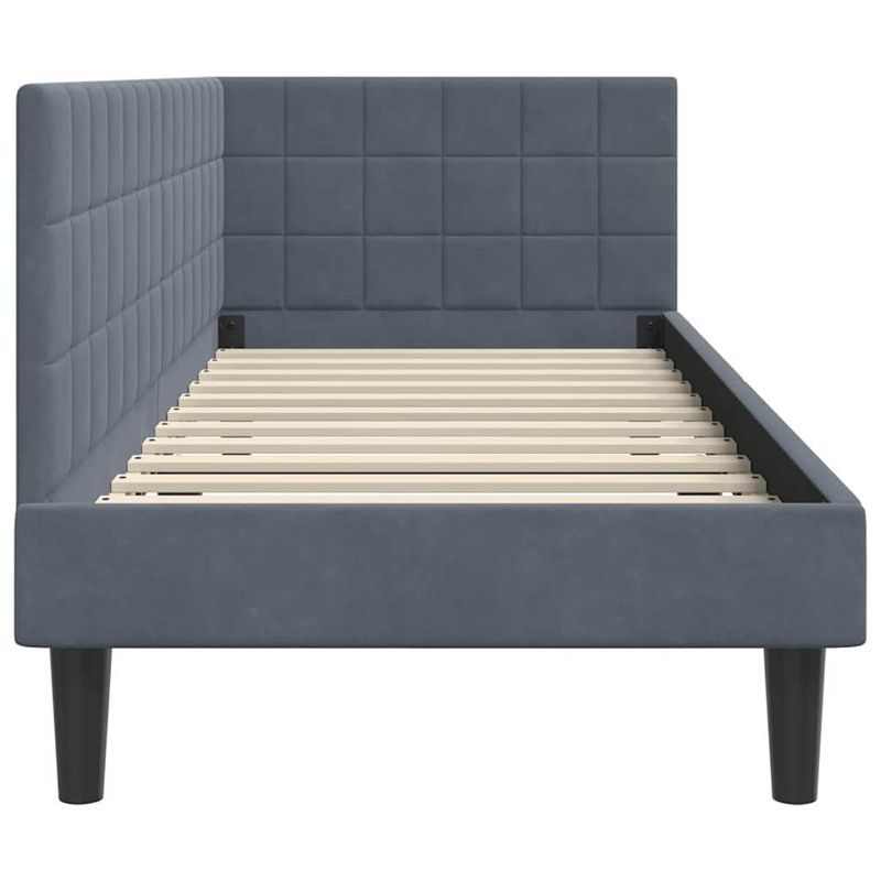 Casa si Gradina - Mobilier - Paturi si accesorii - Paturi - Cadru de pat coltar cu headboard Gri inchis 80 x 200 cm Catifea - Infinity.ro