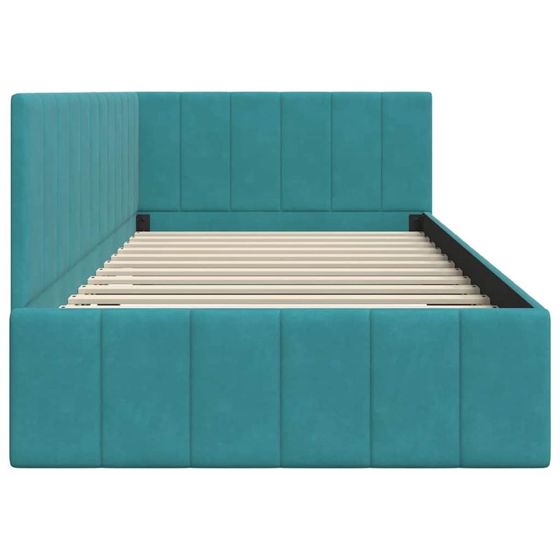 Casa si Gradina - Mobilier - Paturi si accesorii - Paturi - Cadru de pat coltar cu headboard Turcoaz 100 x 200 cm Catifea - Infinity.ro